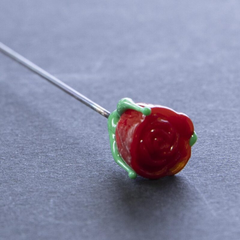 single red glass rose plant decoration