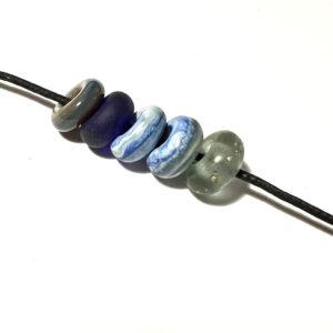 five big holes beads in blues and greys