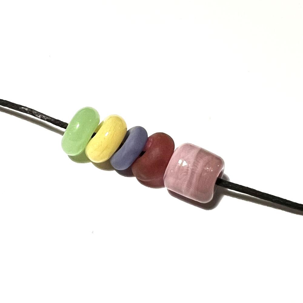 five big holes beads in pastel colours